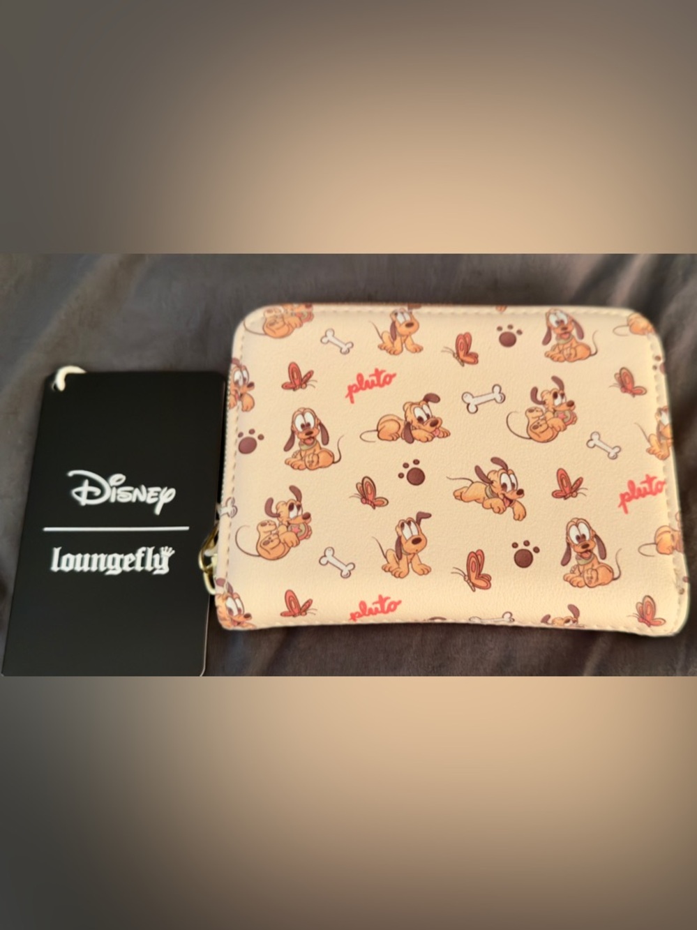 Disney Cream Pluto Dog Print Loungefly Wallet